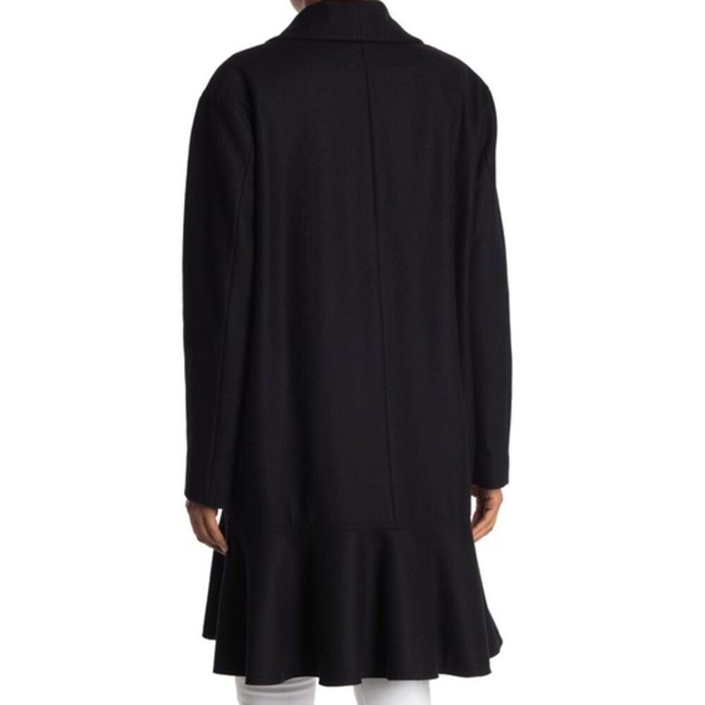Allsaints Grace Coat Wool Ruffle Hem Long Overcoat Jacket, Black - Picture 4 of 16